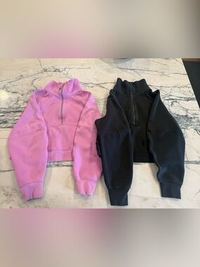 Lululemon scuba size xs/s. 1/2 zip. Pink and black